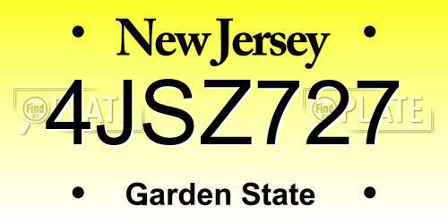 4JSZ727 New Jersey License Plate