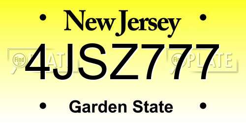 4JSZ777 New Jersey License Plate