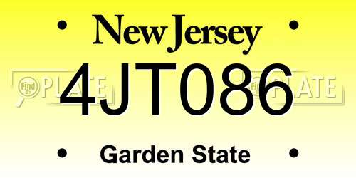 4JT086 New Jersey License Plate