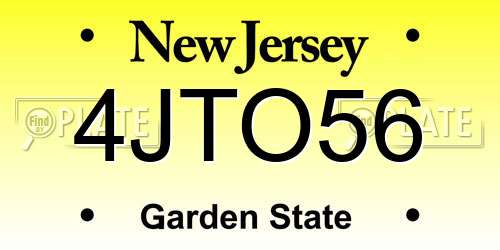 4JTO56 New Jersey License Plate