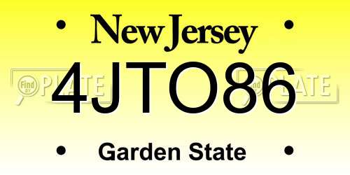 4JTO86 New Jersey License Plate