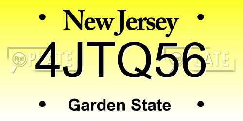 4JTQ56 New Jersey License Plate