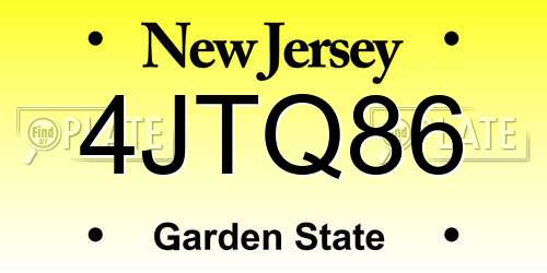 4JTQ86 New Jersey License Plate