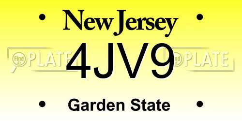 4JV9 New Jersey License Plate