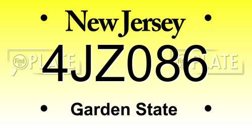 4JZ086 New Jersey License Plate