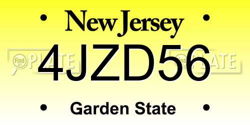 4JZD56 New Jersey License Plate