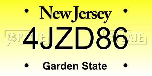 4JZD86 New Jersey License Plate