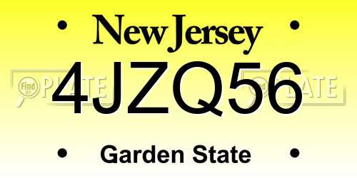 4JZQ56 New Jersey License Plate