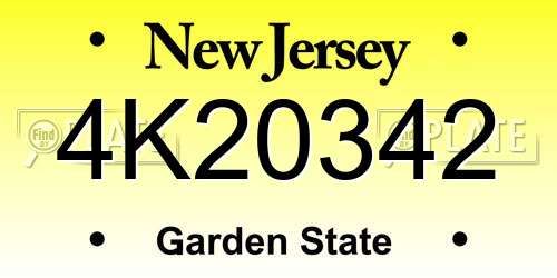 4K20342 New Jersey License Plate