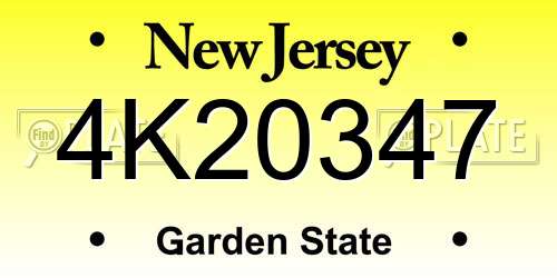 4K20347 New Jersey License Plate
