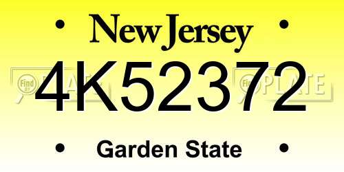 4K52372 New Jersey License Plate