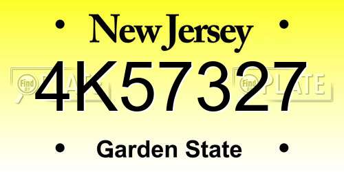 4K57327 New Jersey License Plate