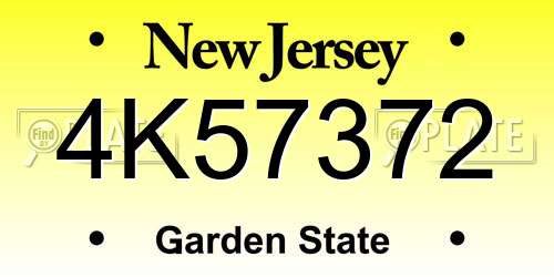 4K57372 New Jersey License Plate