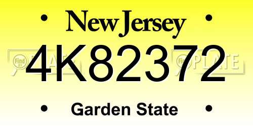 4K82372 New Jersey License Plate