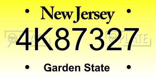 4K87327 New Jersey License Plate