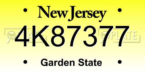 4K87377 New Jersey License Plate