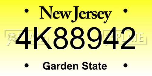 4K88942 New Jersey License Plate