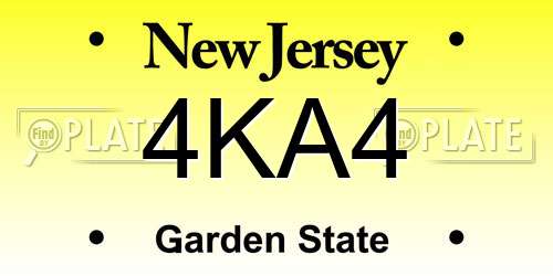4KA4 New Jersey License Plate