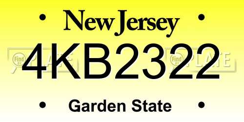 4KB2322 New Jersey License Plate