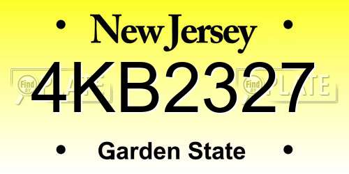4KB2327 New Jersey License Plate