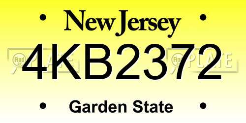 4KB2372 New Jersey License Plate