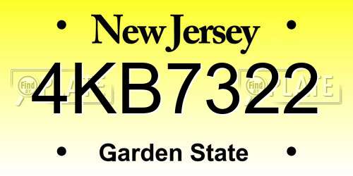 4KB7322 New Jersey License Plate