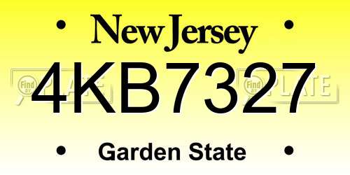 4KB7327 New Jersey License Plate