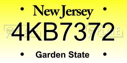 4KB7372 New Jersey License Plate