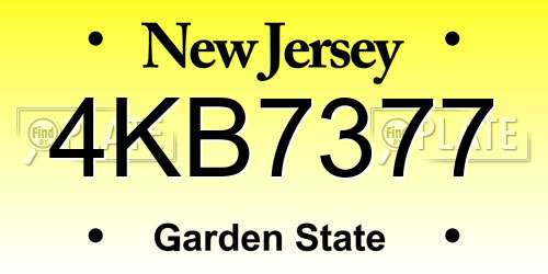 4KB7377 New Jersey License Plate