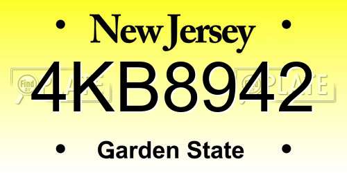4KB8942 New Jersey License Plate