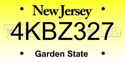 4KBZ327 New Jersey License Plate