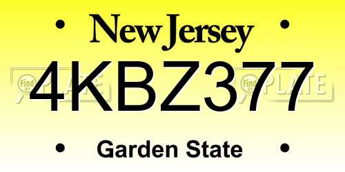 4KBZ377 New Jersey License Plate