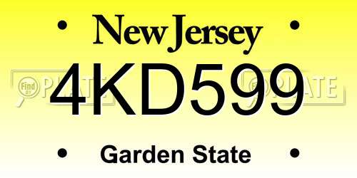 4KD599 New Jersey License Plate