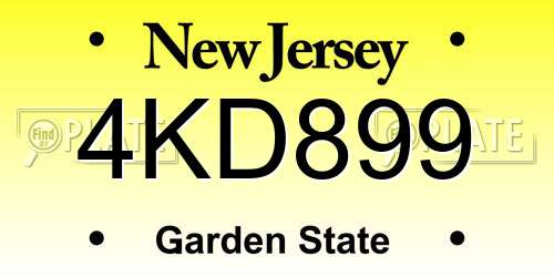 4KD899 New Jersey License Plate