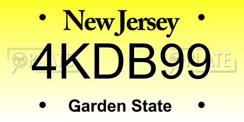 4KDB99 New Jersey License Plate