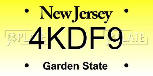 4KDF9 New Jersey License Plate