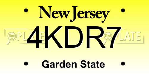 4KDR7 New Jersey License Plate