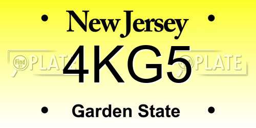 4KG5 New Jersey License Plate