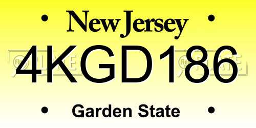 4KGD186 New Jersey License Plate