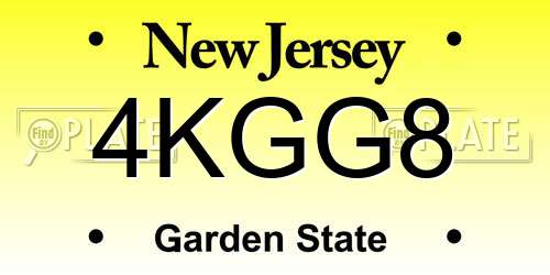 4KGG8 New Jersey License Plate