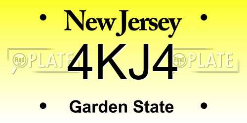 4KJ4 New Jersey License Plate