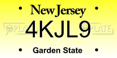 4KJL9 New Jersey License Plate
