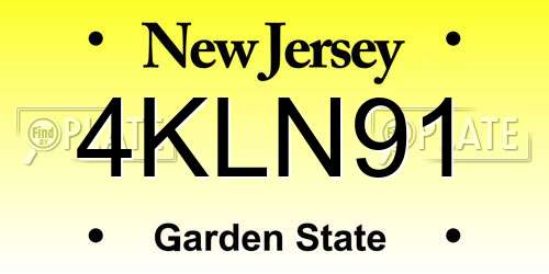 4KLN91 New Jersey License Plate