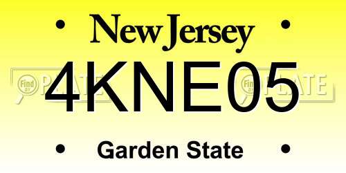 4KNE05 New Jersey License Plate