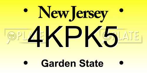 4KPK5 New Jersey License Plate