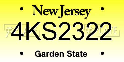 4KS2322 New Jersey License Plate