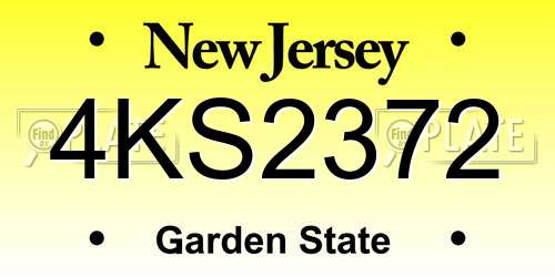 4KS2372 New Jersey License Plate