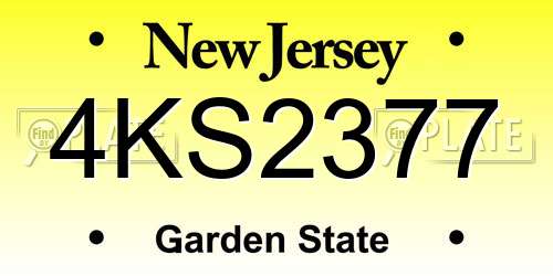 4KS2377 New Jersey License Plate