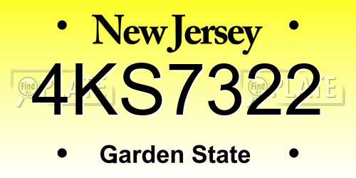 4KS7322 New Jersey License Plate