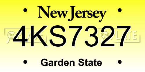 4KS7327 New Jersey License Plate